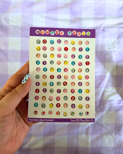Number Beads Sticker Sheet