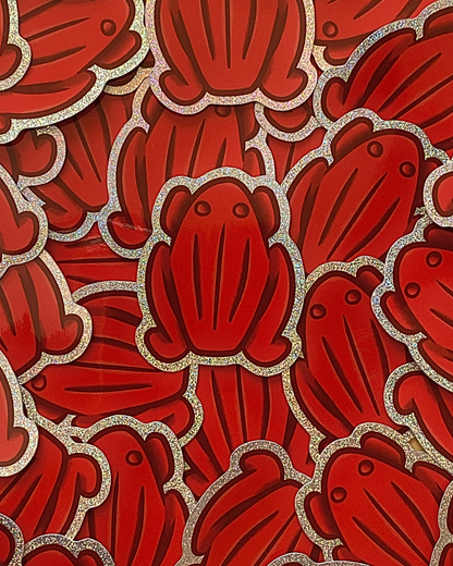Red Frog Holographic Pixie Dust Vinyl Sticker