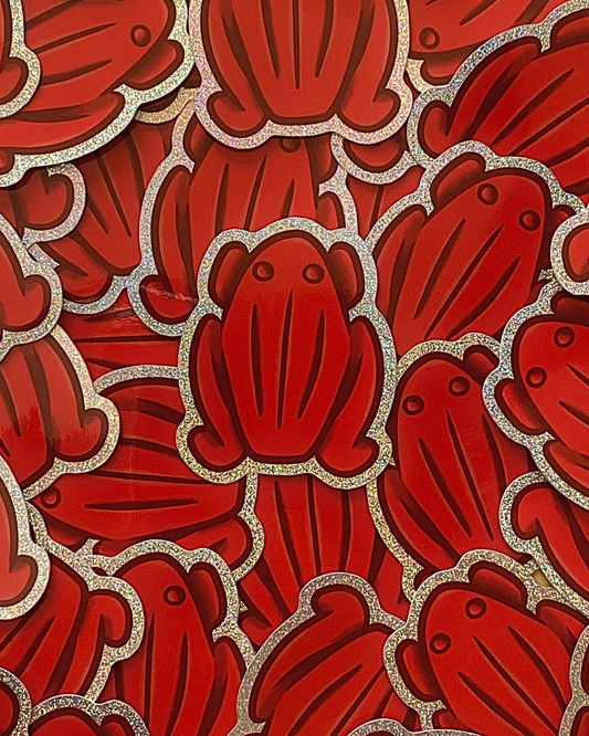 Red Frog Holographic Pixie Dust Vinyl Sticker