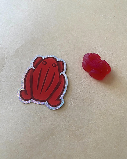 Red Frog Holographic Pixie Dust Vinyl Sticker