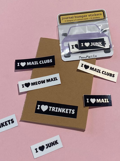 Journal Bumper Stickers - Pack of 12 Micro Vinyl Stickers